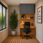 Escrivaninha com Painel e Aéreo 01 Gaveta 02 Portas MDF Altezza Belmax Freijó/Titânio