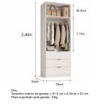 Guarda Roupa Modular 2 Portas 3 Gavetas 70cm Altezza Clean Belmax Freijó