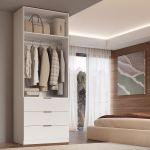 Guarda Roupa Modular 2 Portas 3 Gavetas 90cm Altezza Clean Belmax Branco