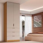 Guarda Roupa Modular 2 Portas 3 Gavetas 90cm Altezza Clean Belmax Freijó/Off White