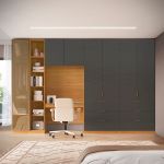 Escrivaninha com Painel e Aéreo 01 Gaveta 02 Portas MDF Altezza Belmax Freijó/Titânio