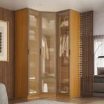 Guarda Roupa de Canto Obliquo 3 Portas Reflecta MDF Altezza Belmax Freijó