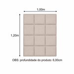 Cabeceira Estofada Cama de Solteiro Alto Relevo Agatha Bege