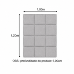 Cabeceira Estofada Cama de Solteiro Alto Relevo Agatha Cinza