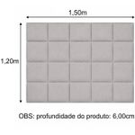 Cabeceira Estofada Cama de Casal Alto Relevo Agatha Cinza