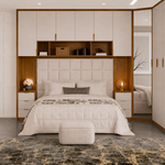 Cabeceira Estofada Cama Queen Alto Relevo Agatha Bege