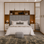 Cabeceira Estofada Cama Queen Alto Relevo Agatha Cinza