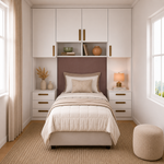 Cabeceira Estofado Liso Cama de Solteiro Agatha Marrom