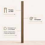 Puxador Trend Grande 1,00m MDF com 04 Dobradiças Champagne