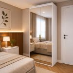 Guarda Roupa Modular 2 Portas Espelho com Gavetas 90 cm Lotus Belmax Branco