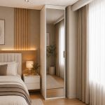 Guarda Roupa Modular 1 Porta Espelho com Prateleiras 45 cm Lotus Belmax Branco