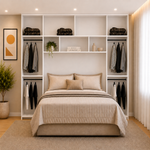 Guarda Roupa Casal com Cabeceira 3 Peças Lotus Branco