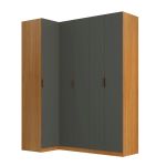 Guarda Roupa Canto Reto 5 Portas MDF Altezza Clean Belmax Freijó/Titânio