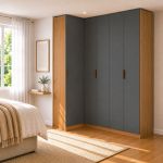 Guarda Roupa Canto Reto 5 Portas MDF Altezza Clean Belmax Freijó/Titânio
