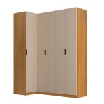 Guarda Roupa Canto Reto 5 Portas MDF Altezza Clean Belmax Freijó/Off White