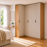 Guarda Roupa Canto Reto 5 Portas MDF Altezza Clean Belmax Freijó/Off White