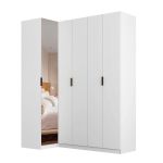 Guarda Roupa de Canto Reto 5 Portas Espelho Altezza Clean Belmax Branco