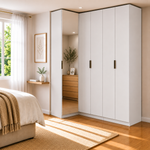 Guarda Roupa de Canto Reto 5 Portas Espelho Altezza Clean Belmax Branco