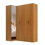 Guarda Roupa de Canto Reto 5 Portas Espelho Altezza Clean Belmax Freijó
