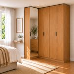 Guarda Roupa de Canto Reto 5 Portas Espelho Altezza Clean Belmax Freijó