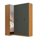 Guarda Roupa de Canto Reto 5 Portas Espelho Altezza Clean Belmax Freijó/Titânio