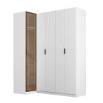 Guarda Roupa de Canto Reto 5 Portas 1 Reflecta Altezza Clean Belmax Branco