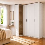 Guarda Roupa de Canto Reto 5 Portas 1 Reflecta Altezza Clean Belmax Branco