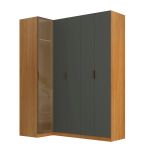 Guarda Roupa de Canto Reto 5 Portas 1 Reflecta Altezza Clean Belmax Freijó/Titânio