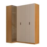 Guarda Roupa de Canto Reto 5 Portas 1 Reflecta Altezza Clean Belmax Freijó/Off White
