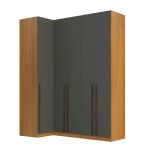 Guarda Roupa Canto Reto 5 Portas MDF Altezza Trend Belmax Freijó/Titânio