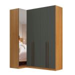 Guarda Roupa de Canto Reto 5 Portas Espelho Altezza Trend Belmax Freijó/Titânio
