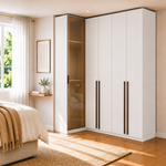 Guarda Roupa de Canto Reto 5 Portas 1 Reflecta Altezza Trend Belmax Branco