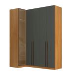 Guarda Roupa de Canto Reto 5 Portas 1 Reflecta Altezza Trend Belmax Freijó/Titânio