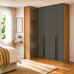 Guarda Roupa de Canto Reto 5 Portas 1 Reflecta Altezza Trend Belmax Freijó/Titânio