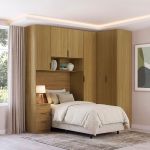Quarto Modulado Solteiro 4 Peças Altezza Clean Belmax Freijó