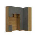 Quarto Modulado Solteiro 4 Peças Altezza Clean Belmax Freijó/Titânio