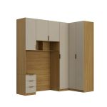Quarto Modulado Solteiro 4 Peças Altezza Clean Belmax Freijó/Off White
