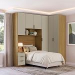 Quarto Modulado Solteiro 4 Peças Altezza Clean Belmax Freijó/Off White
