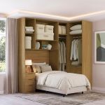 Quarto Modulado Solteiro 4 Peças Altezza Clean Belmax Freijó/Off White
