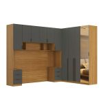 Quarto Modulado Casal 6 Peças Altezza Belmax Freijó/Titânio