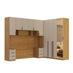 Quarto Modulado Casal 6 Peças Altezza Belmax Freijó/Off White