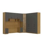 Quarto Modulado Queen 6 Peças Altezza Clean Belmax Freijó/Titânio
