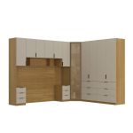 Quarto Modulado Queen 6 Peças Altezza Clean Belmax Freijó/Off White