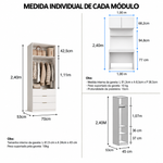 Guarda Roupa Modular 5 Portas com Mesa Altezza Clean Belmax Branco