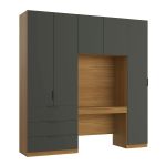 Guarda Roupa Modular 5 Portas com Mesa Altezza Clean Belmax Freijó/Titânio