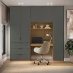 Guarda Roupa Modular 5 Portas com Mesa Altezza Clean Belmax Freijó/Titânio