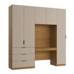 Guarda Roupa Modular 5 Portas com Mesa Altezza Clean Belmax Freijó/Off White