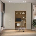 Guarda Roupa Modular 5 Portas com Mesa Altezza Clean Belmax Freijó/Off White
