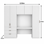Guarda Roupa Modular 5 Portas com Mesa Altezza Clean Belmax Freijó/Off White