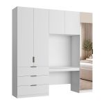 Guarda Roupa Modular 5 Portas com Mesa e Espelho Altezza Clean Belmax Branco